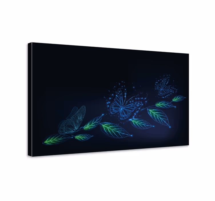 Neon flowers and butterfly canvas wall art - TenStickers