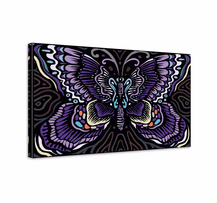 Detailed purple butterfly canvas wall art - TenStickers
