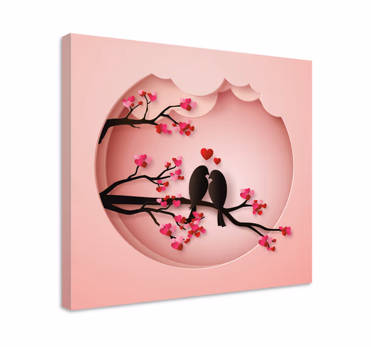 modern birds kissing  bird canvas art - TenStickers