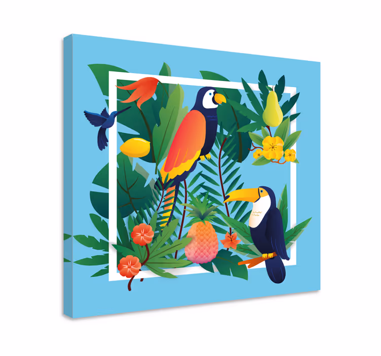 Tropical birds with fruits bird canvas art - TenStickers