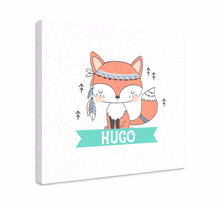 Ethnical fox with name animal canvas prints - TenStickers