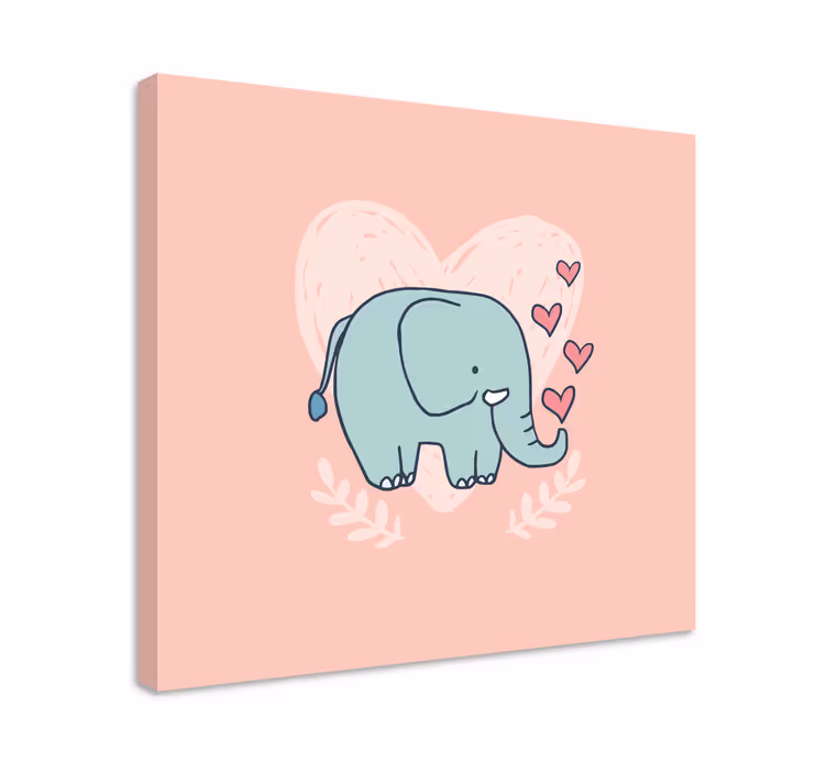Cute elephant blowing hearts  nursery canvas - TenStickers