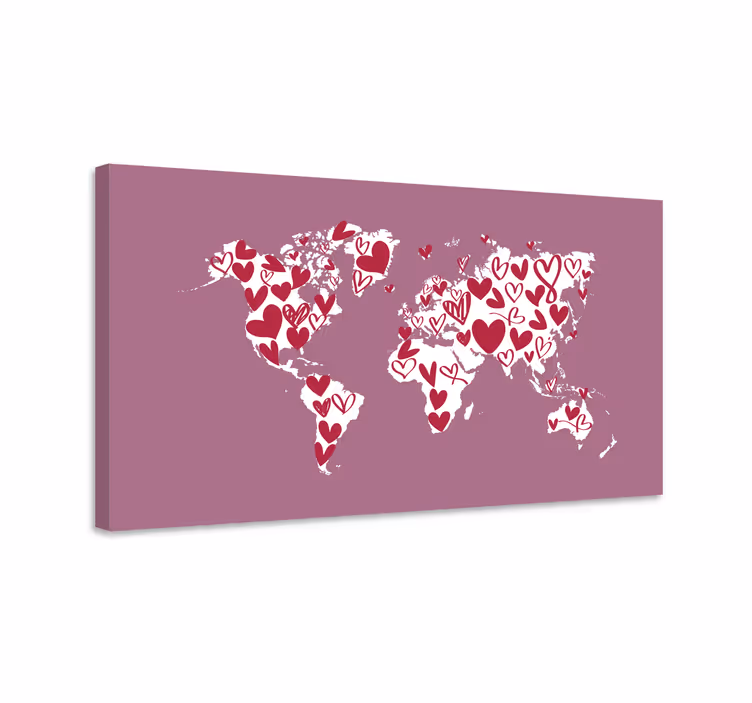 World map hearts world map wall art - TenStickers