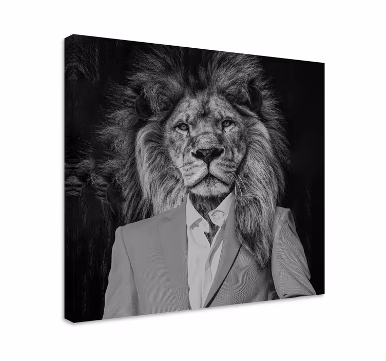 Animal canvas prints lion in a suit - TenStickers