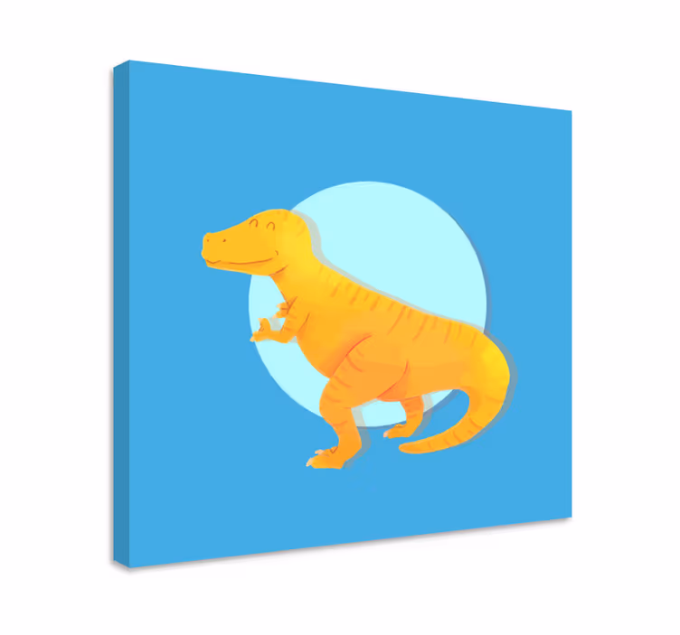 Nordic dinosaur yellow t-rex dinosaur canvas - TenStickers