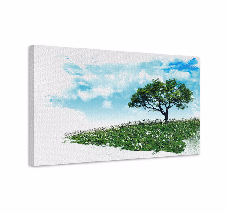 Lone green tree tree canvas wall art - TenStickers