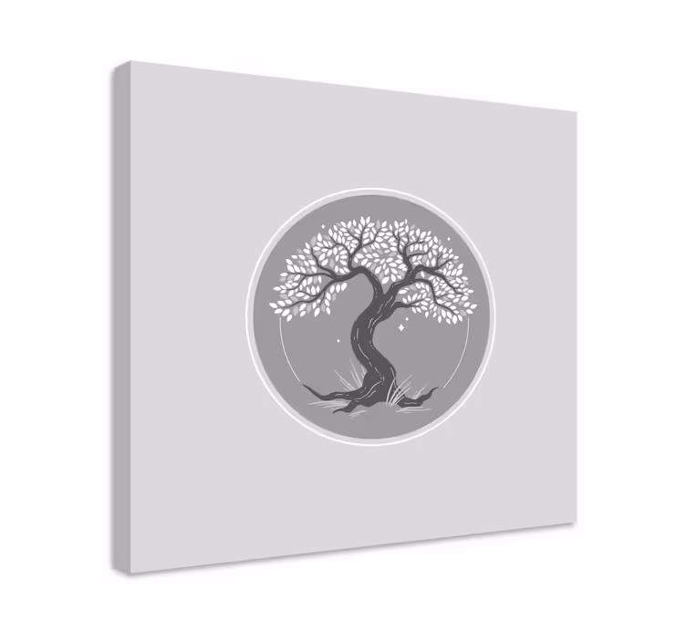 Grey with white Tree wall art canvas - TenStickers