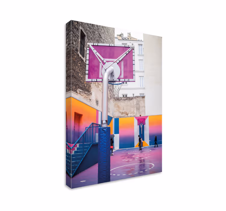 Basketball court vibrant colors home canvas - TenStickers
