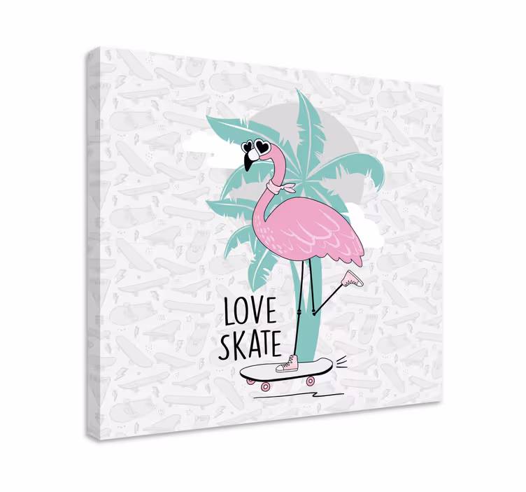 Animal canvas wall art flamingo skateboarding art - TenStickers