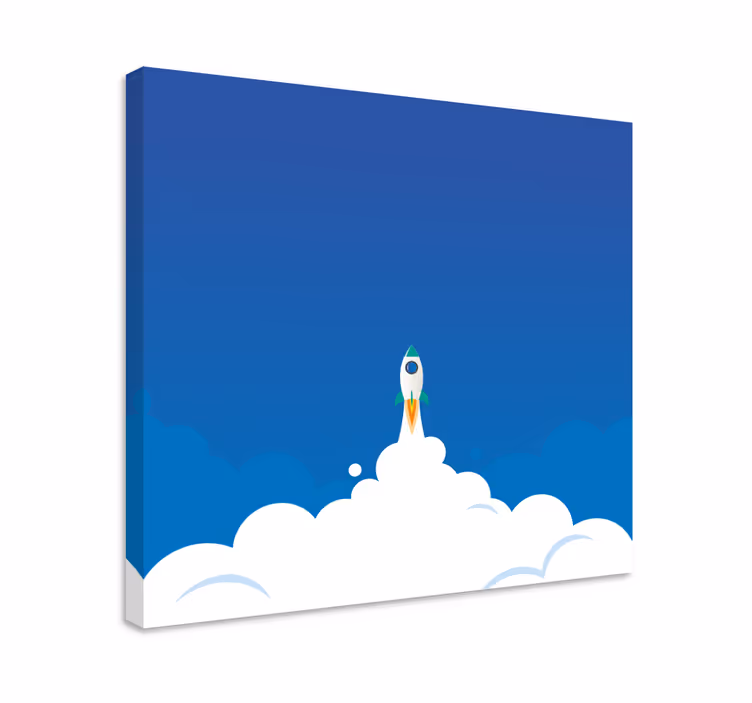 Dinosaur canvas wall art rocket launch journey - TenStickers