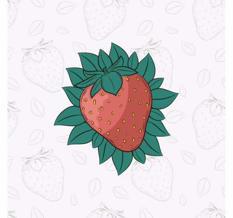 Fruit canvas wall art strawberry with leaves - TenStickers