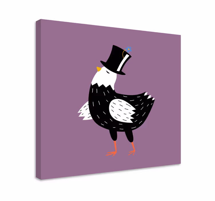 Bird canvas wall art dapper bird in hat - TenStickers