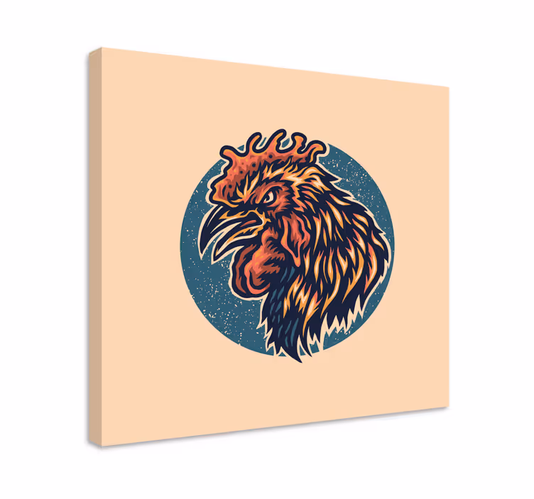 Animal canvas wall art rooster head portrait - TenStickers