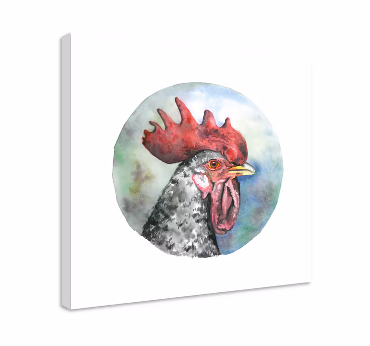 Bird canvas wall art rooster portrait painting - TenStickers