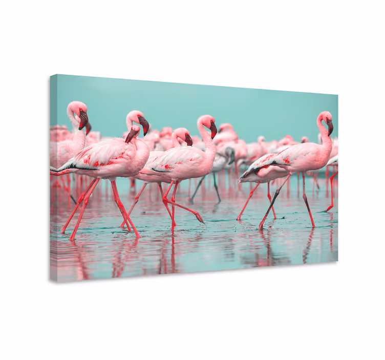 Nice Flamingos walking design Entrance canvas - TenStickers