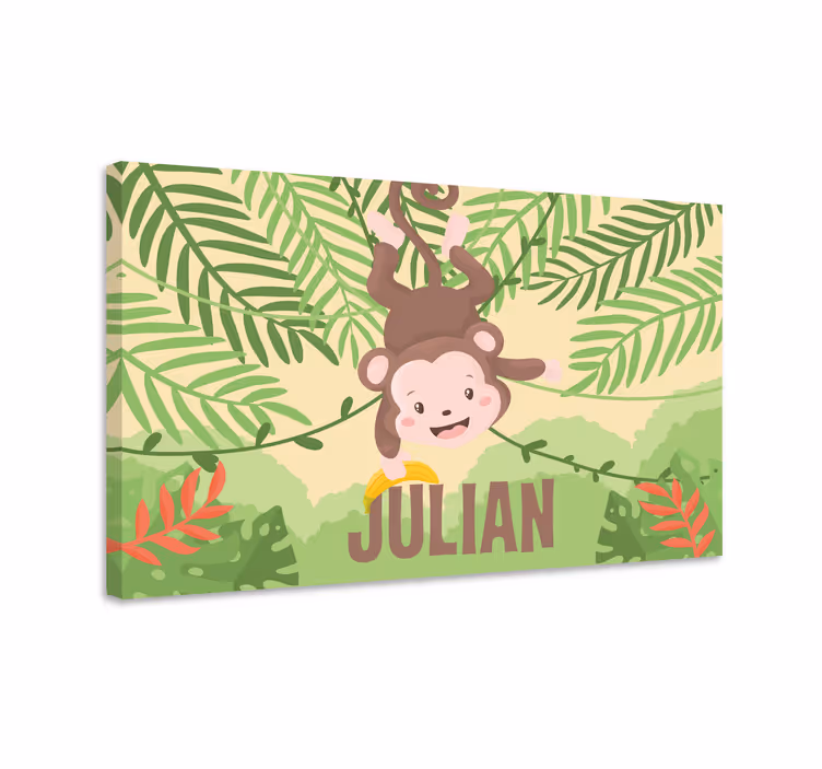 Dinosaur canvas wall art monkey hanging joy - TenStickers