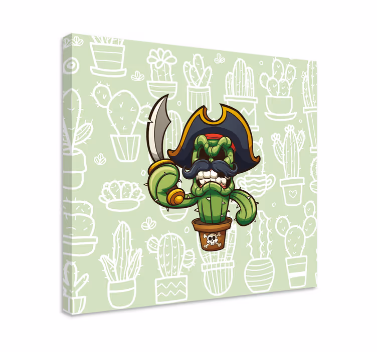 Plant canvas art cactus pirate character art - TenStickers