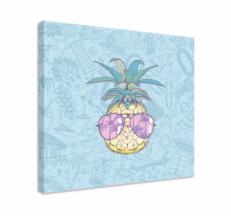 Fruit canvas wall art pineapple with sunglasses - TenStickers