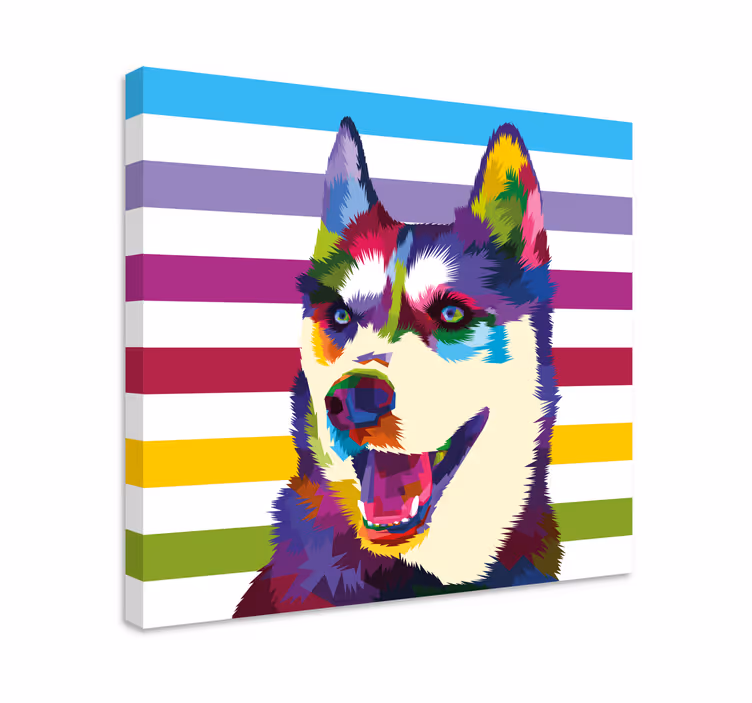 Dog wall art colorful husky portrait - TenStickers