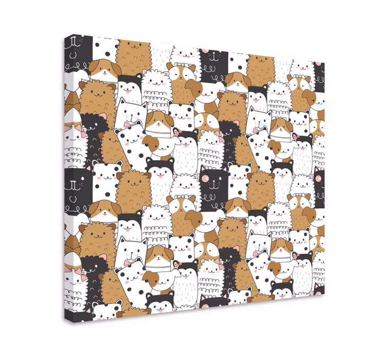 Cute animal faces animal canvas wall art - TenStickers