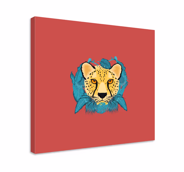 Animal canvas wall art cheetah with foliage - TenStickers