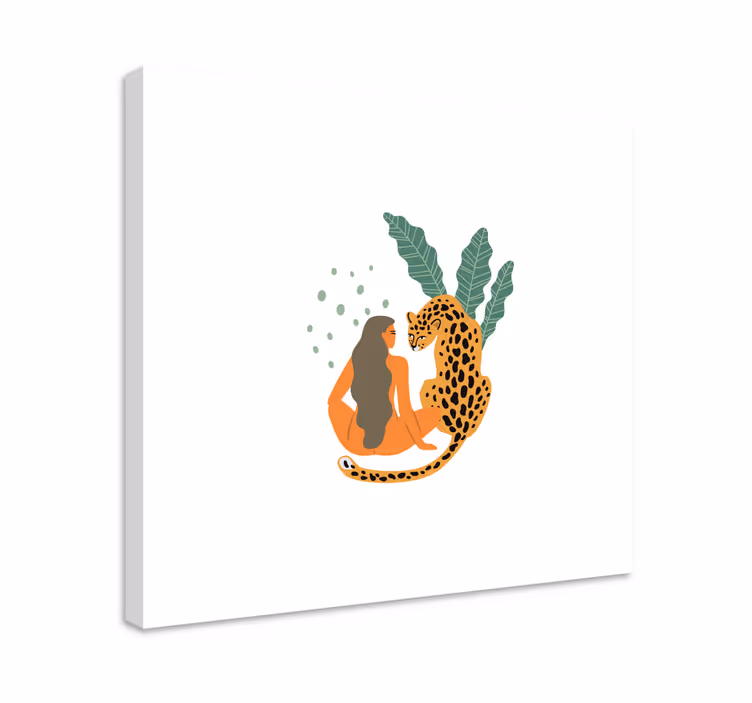Fashionable woman and leopard canvas prints - TenStickers