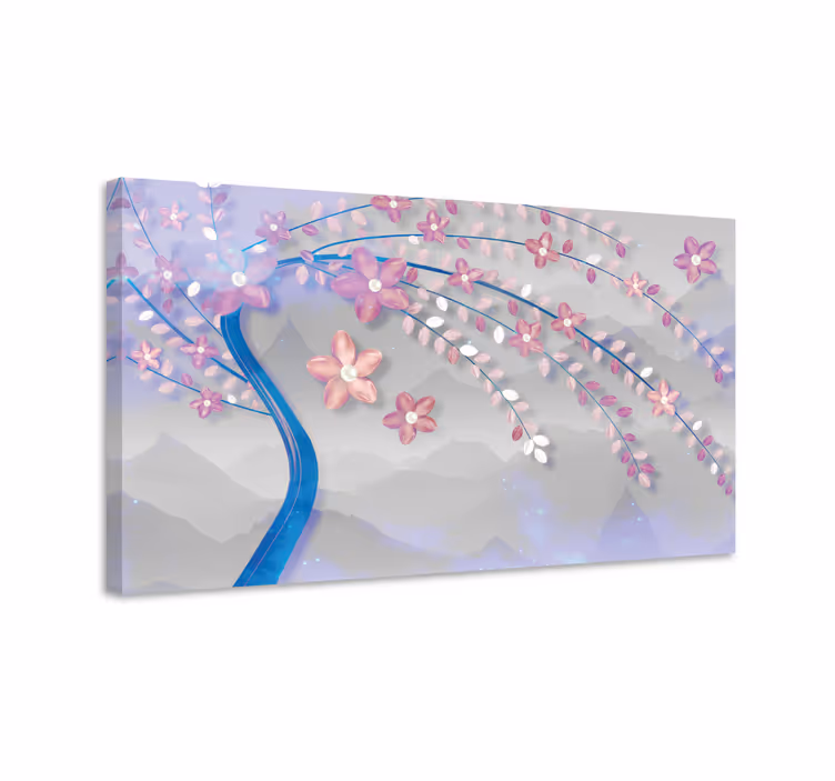 Flowers canvas sakura blossom branch - TenStickers