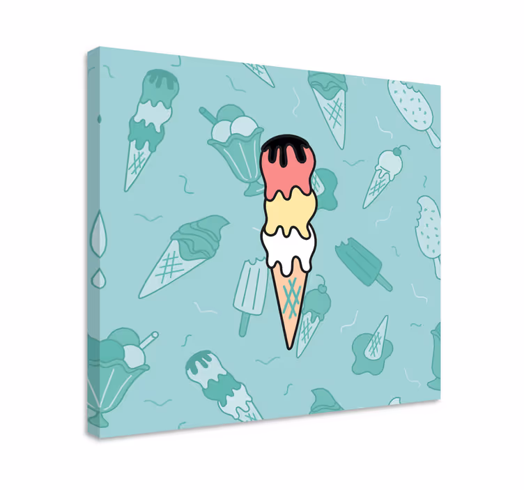 Rustic canvas wall art ice cream cone treat - TenStickers
