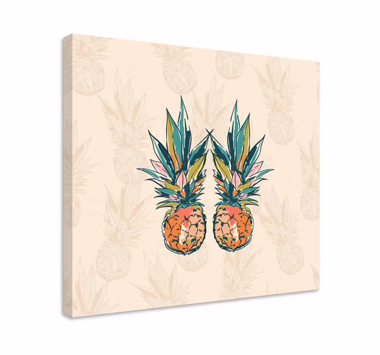 Fruit canvas wall art tropical pineapple duo - TenStickers