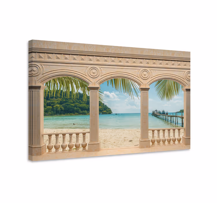 Tropical beach view landscape canvas - TenStickers