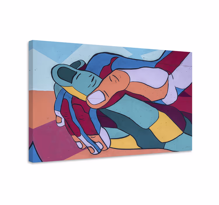 Colorful hand drawn hands canvas art prints - TenStickers
