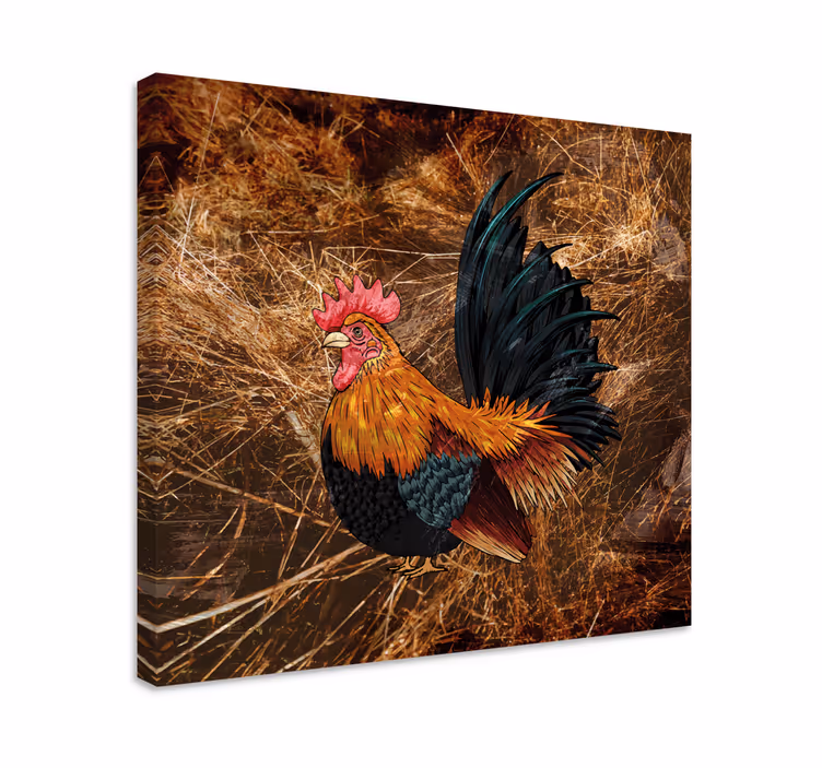 Bird canvas wall art colorful rooster painting - TenStickers