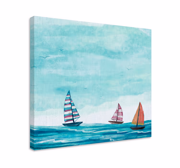Nautical canvas art sailing boats on the ocean - TenStickers