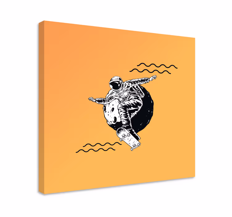 Framed gaming wall art cosmonaut skateboarding - TenStickers