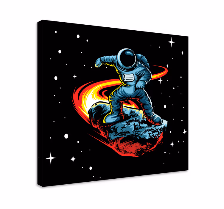 Framed gaming wall art astronaut surfing asteroid - TenStickers