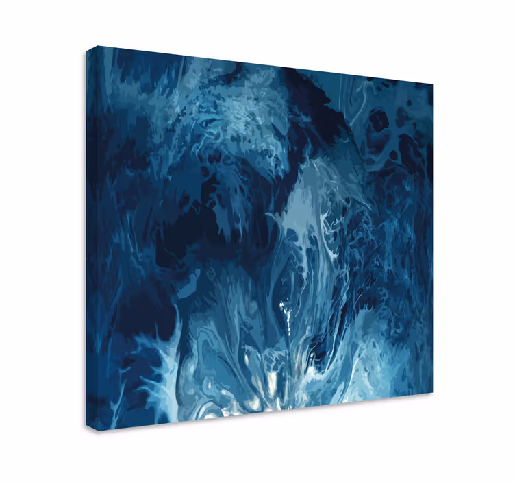 Blue tones watercolor waves abstract canvas - TenStickers