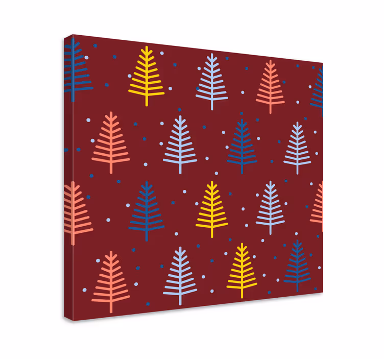 Tree canvas wall art colorful pine branches - TenStickers