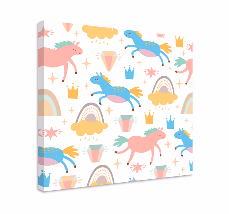 Horse wall art colorful unicorns running - TenStickers