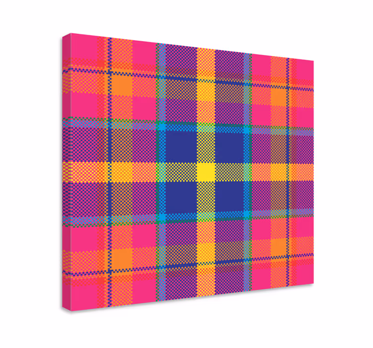 Colourful gingham pattern bedroom wall prints - TenStickers