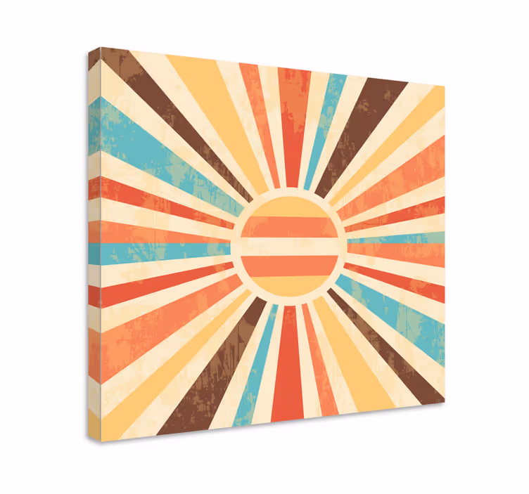 Colorful retro sun rays retro canvas - TenStickers