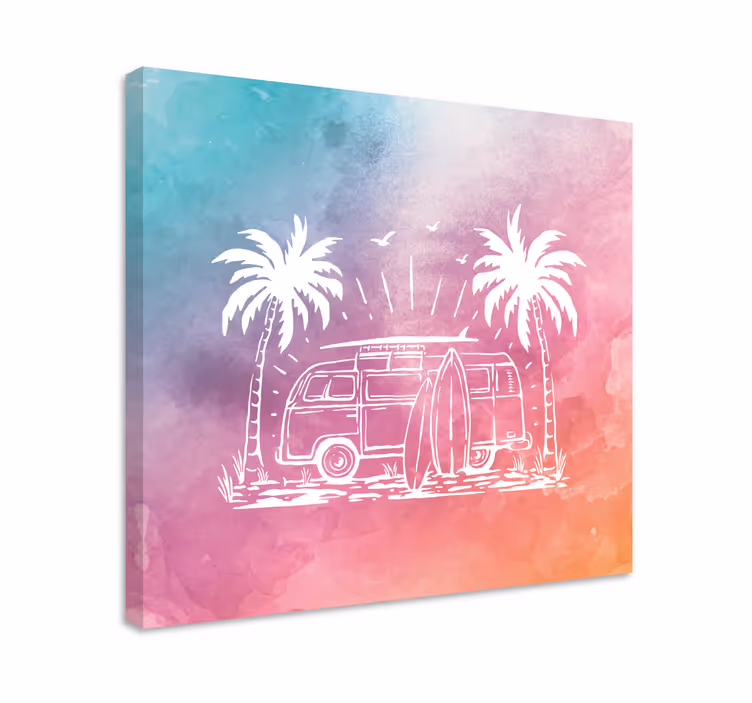 Cityscape wall art retro surf van design - TenStickers
