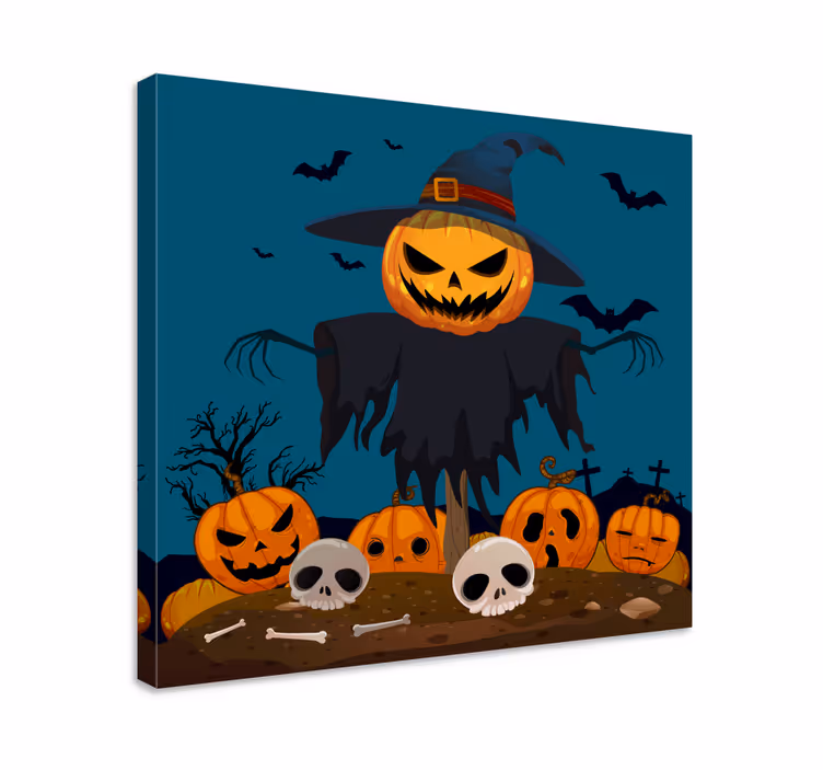 Sinister Pumpkin Display dinosaur canvas wall art - TenStickers