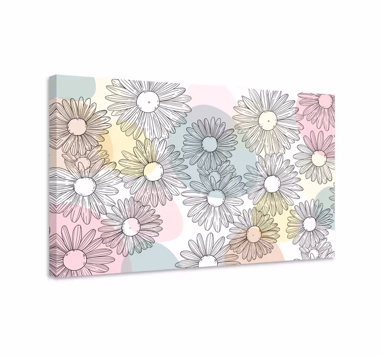 Flowers canvas daisy floral design - TenStickers