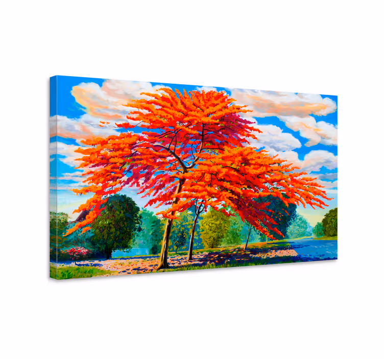 Flowers canvas fiery autumn foliage - TenStickers