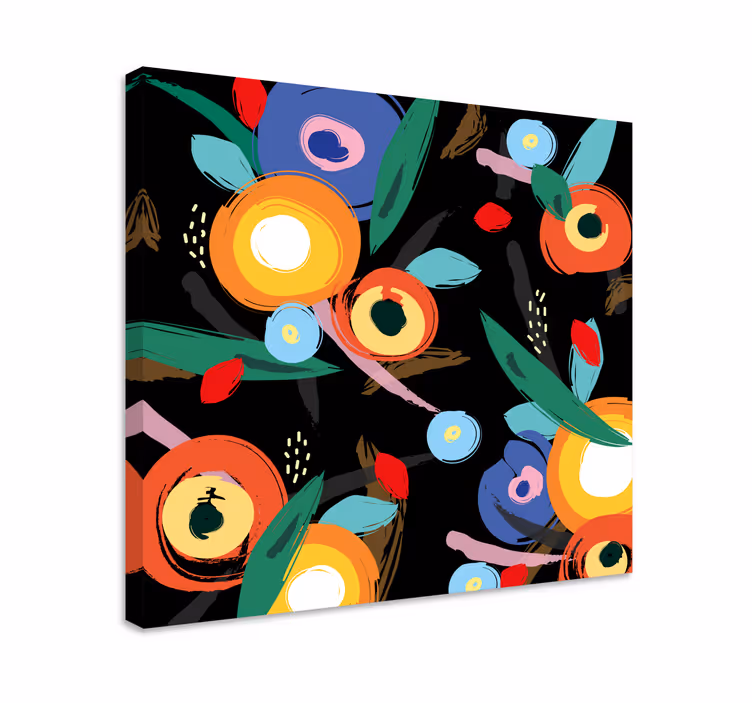 Flowers canvas with vibrant botanical design - TenStickers