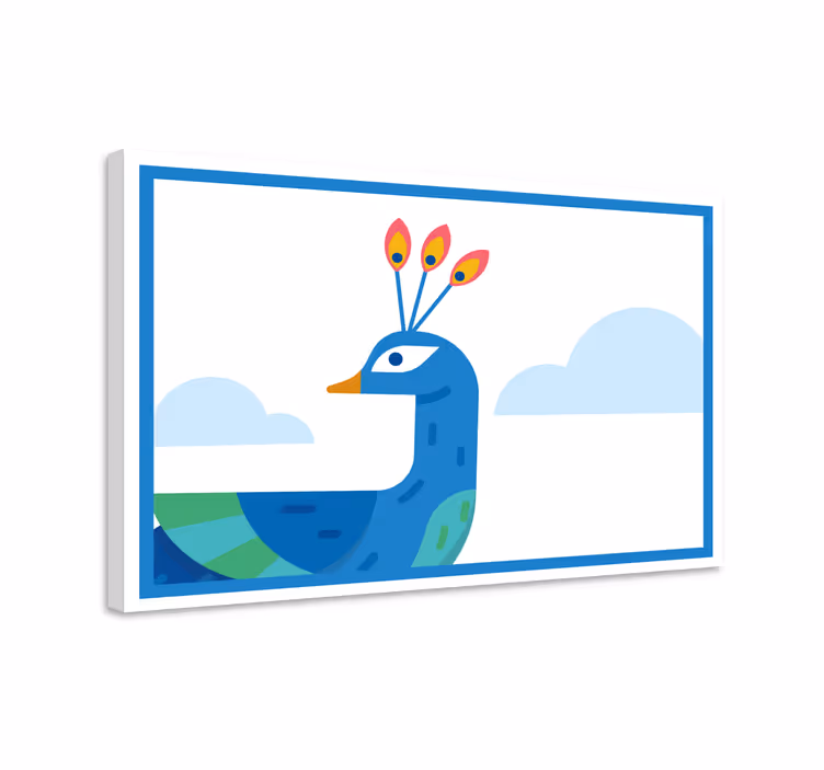 Stylized blue peackock animal canvas wall art - TenStickers