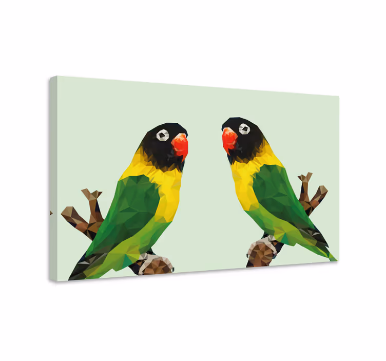 Bird canvas wall art polygonal parrots display - TenStickers