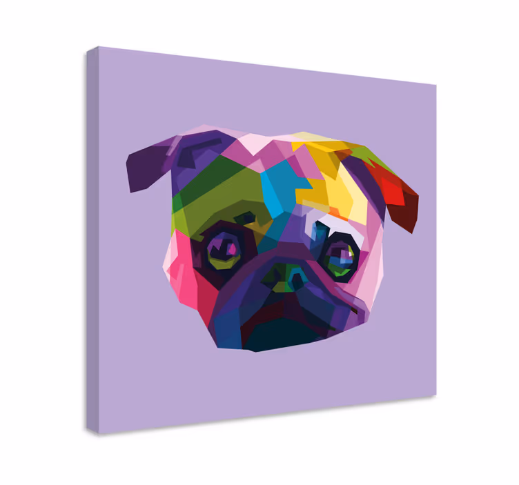 Dog wall art colorful pug face - TenStickers