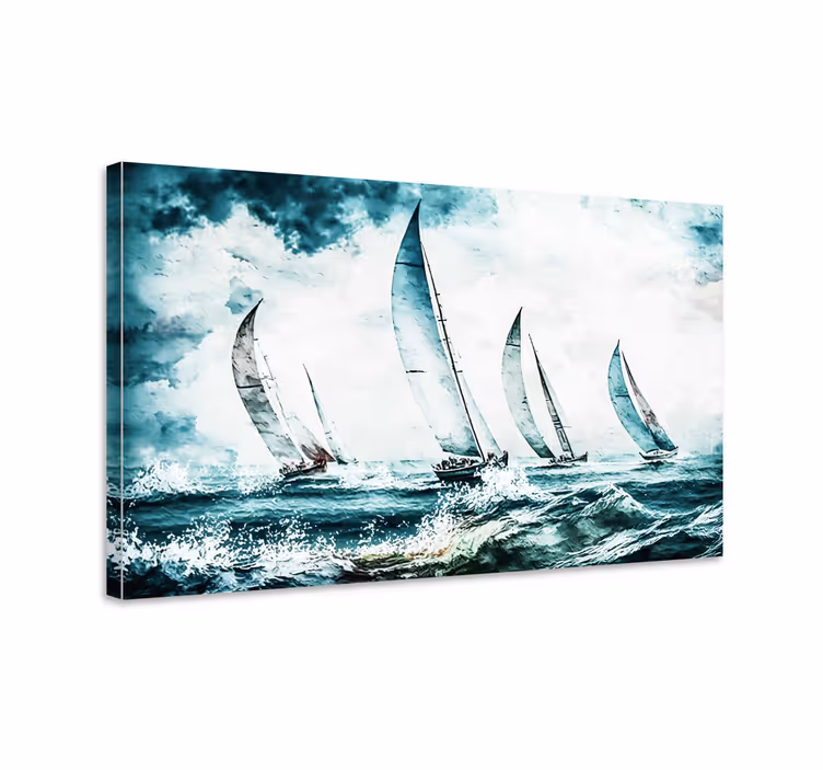 Sail boat painting dining room canvas art - TenStickers