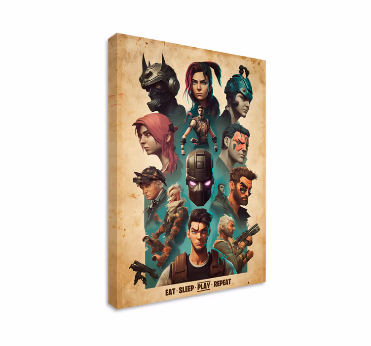Collage of epic characters gaming wall art - TenStickers